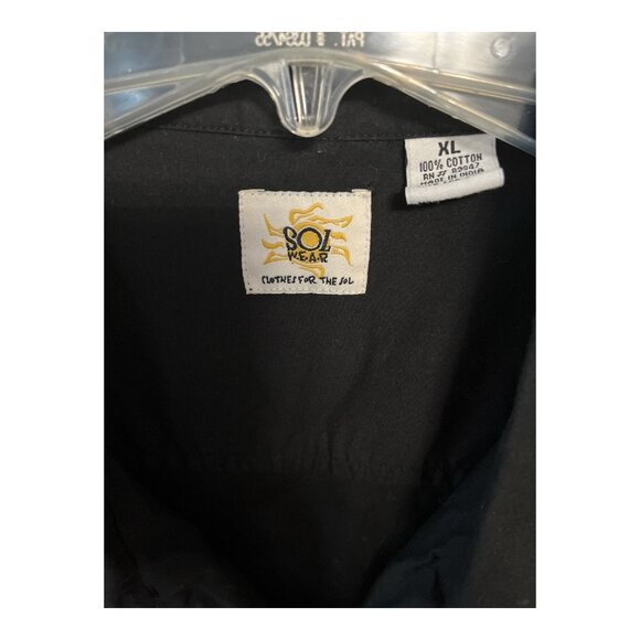 Vintage 2000s Sol Wear Pineapple Shirt Men’s XL – Black Embroidered Hawaiian But - Picture 2 of 5